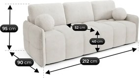 Sofa PURE Rozkładana Dwuosobowa Kremowa Boucle Japandi