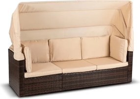 Zestaw Mebli Ogrodowych CALIENTE Modułowy Sofa 2x Fotel Stolik Tarasowy Brązowy/Beżowy Technorattan Nowoczesny