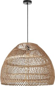 Lampa sufitowa w stylu skandynawskim WIETNAM - g?. 40 x wys. 130 cm - stal i w?ókno naturalne - czarna i ciemna wiklina - IP20-E27 - 15W - wewn?trzna