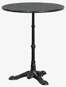 Okrągły Stolik Barowy Ø60cm Z Naturalnego Kamienia Azteca Zielony Marmur Big Flower - Czarny - Sklum