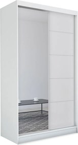 Szafa Przesuwna MIRELLA 150 cm z Lustrem Szafa Dwudrzwiowa Biała