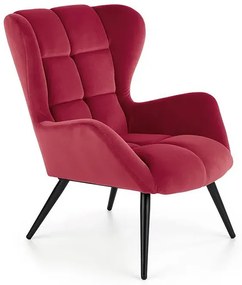 Bordowy fotel uszak pikowany N8-H44