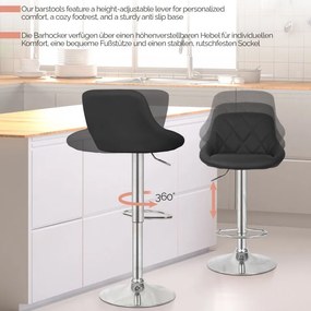 MIADOMODO Krzesło barowe 2szt, bez podłokietnika, czarne