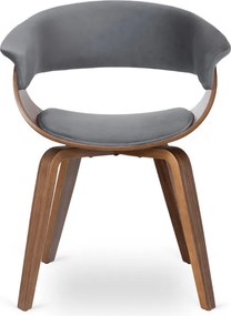 Krzesło Tapicerowane z Drewna Giętego Do Jadalni GARY Szare/Orzech Nowoczesne Loft