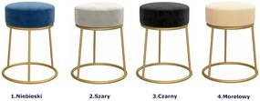 Aksamitny czarny taboret metalowy glamour - Viena 3X