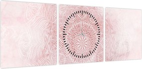 Obraz - Różowa mandala (z zegarem) (90x30 cm)
