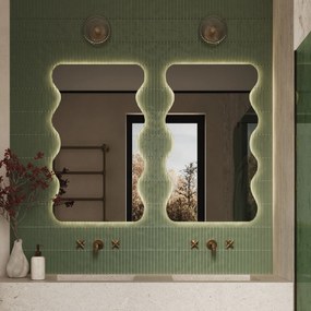 Lustro dekoracyjne oszlifowane z podświetleniem WAVE Duo LED| Różne rozmiary | Różne kolory : Kolor tafli szkła - Grafit, Rozmiar - 50 x 100 cm