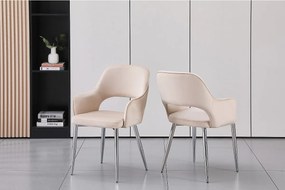 Zestaw 2 krzeseł z weluru i srebrnego metalu – Beżowe – GIA