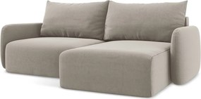 Szarobrązowy aksamitny rozkładany/ze schowkiem narożnik (prawostronny/z szezlongiem) Kalena – Makamii