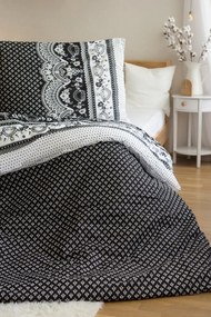 PrzytulneMieszkanie.pl PrzytulneMieszkanie.pl Poliestrowo-bawełniana pościel CANZONE BLACK, czarna Rozmiar pościeli: 2 szt 70 x 90 cm | 200 x 220 cm
