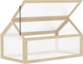 Outsunny Mini-Szklarnia, Kompaktowy Dom dla Roślin z Drewna, Polikarbonatowe Płyty, Otwór Wentylacyjny, 90Dł x 52Sz x 49,5W cm, Natur