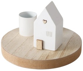 Świecznik z domkiem na podstawce DOMICIL, wys. 6,5 cm