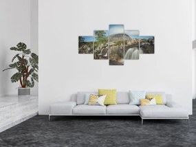 Obraz wodospadów i gór (125x70 cm)
