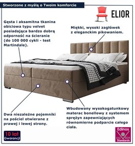 Jasnobrązowe nowoczesne łóżko welurowe 5 rozmiarów Z8-P09