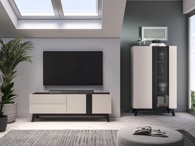 Stolik RTV 160 cm Freshion 05, kaszmir / czarny