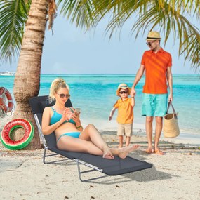 Outsunny Składany Leżak Ogrodowy Czarny Elegancja i Wygoda 182x56x28cm | Aosom PL