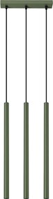 Lampa Wisząca Nowoczesny Pastelo, Stal - 3 Źródło - L.19.5 X H.104 Cm - Zielony Oliwkowy
