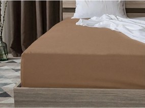 PrzytulneMieszkanie.pl Jersejowe prześcieradło HIGHFIT brązowe 180 x 200 cm