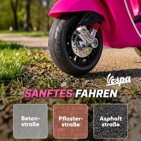 AIYAPLAY Elektryczny motocykl dziecięcy, Vespa, 3 km/h, 3-6 lat, muzyka, światło &amp; radio, różowy | Aosom PL
