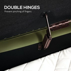 HOMCOM Ławka do przechowywania Owalna z 72L pojemności i otwieranym przykryciem w aksamicie i drewnie, 108x44x43,5 cm, Zielona