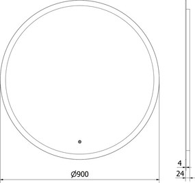 Mexen Oro lustro łazienkowe podświetlane, okragłe 90 cm, LED 6000K, antypara - 9824-090-090-611-00