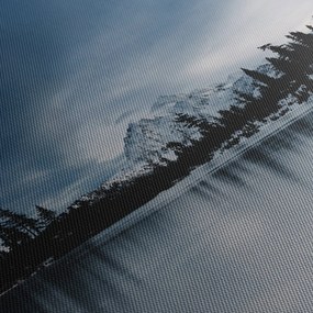 Obraz - Na zamarzniętym jeziorze (z zegarem) (90x30 cm)