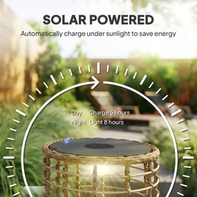 Outsunny Zestaw 2 Solarnych Lampionów Rattanowych z Czujnikiem Światła LED w Stylu Boho IP44 | Aosom PL