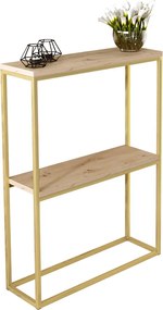 Nowoczesna konsola z metalowym stelażem złoty + dąb artisan A8-F18