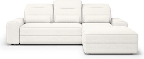 Narożnik Tulia Mini z elektrycznie wysuwanym siedziskiem prawostronny - beżowa tkanina Sierra 741 + Uni 8005