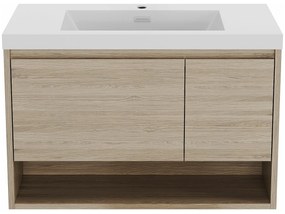 Szafka łazienkowa wisząca pod umywalkę naturalny jasny - 90 cm - PUJUKA