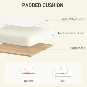 HOMCOM Fotel do Home Office, regulowany fotel biurowy na kółkach, pokrycie aksamitne, podstawa metalowa, Kremowy