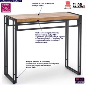 Industrialna konsola pod lustro Danix 2X - dąb złoty