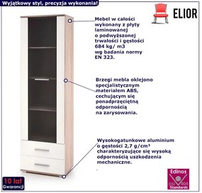 Witryna Kaloe C8 - biała + dąb sonoma