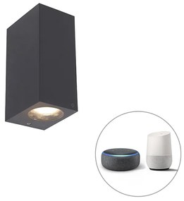 Zewnetrzna Inteligentna lampa ścienna szara z tworzywa sztucznego w komplecie z 2 żarówkami WiFi GU10 - Baleno Nowoczesny Oswietlenie zewnetrzne