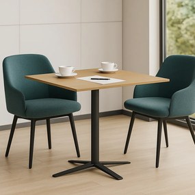 Stolik kawowy AURA, 60x60 cm, czarna podstawa, orzech