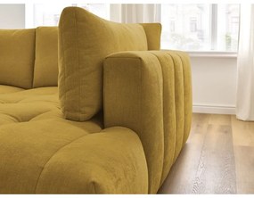 Musztardowy rozkładany/ze schowkiem narożnik (prawostronny/w kształcie litery L) Fuji – Bobochic Paris