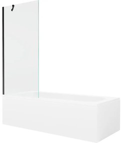 Mexen Vega wanna prostokątna 180 x 80 cm z obudową i parawanem 1-skrzydłowym 80 cm, transparent, czarny - 550118080X9508000070