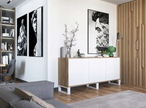 Szeroka komoda w stylu industrialnym Apollo 150 dąb wotan/biały