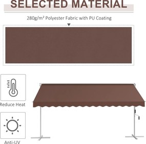 Outsunny Wolnostojąca Markiza 4,5x3,4m, regulacja kąta, korbka, konstrukcja metalowa, Kawa