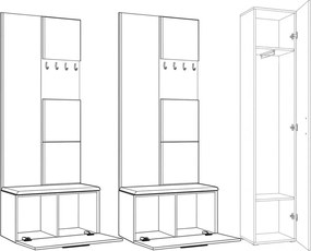 Masseno Garderoba MODULO 201,2/204/40 cm do Przedpokoju Nowoczesna Czarna