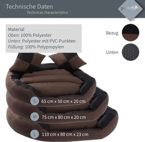 Petstuff Legowisko dla psa, czarno-brązowe, 65 x 50 x 20 cm