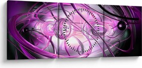 Obraz pięknej fioletowej abstrakcji (z zegarem) (90x30 cm)
