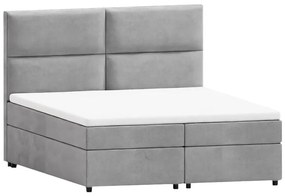 Jasnoszare łóżko boxspring ze schowkiem 200x200 cm Rico – Ropez