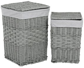 Zestaw wiklinowych koszy na bieliznę Szara kropka, 2 szt., 2 rozmiary, 40 x 60 x 40 cm