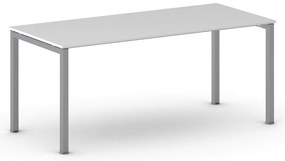 Stół konferencyjny do biura PRIMO SQUARE, 180x80 cm, szaro-srebrna podstawa, biały
