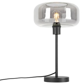 Lampa stołowa art deco czarna z przydymionym szkłem - Bizle ArtDeco Oswietlenie wewnetrzne