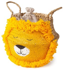 Żółto-naturalny kolorze dziecięcy kosz na zabawki z trawy morskiej ø 30x28 cm Lion – Compactor