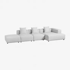 Sofa Modułowa Narożna Prawa 3-częściowa Z Pufem (↔︎390 Cm) Bruna Tkaniny Gris Glacial - Sklum