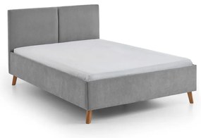 Szare tapicerowane łóżko dwuosobowe ze stelażem 140x200 cm Piano – Meise Möbel
