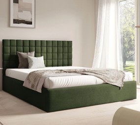 Nowoczesne zielone łóżko tapicerowane 3 rozmiary - Merenzo